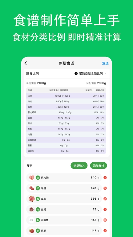 喵喵食谱-熟自制和生骨肉计算工具