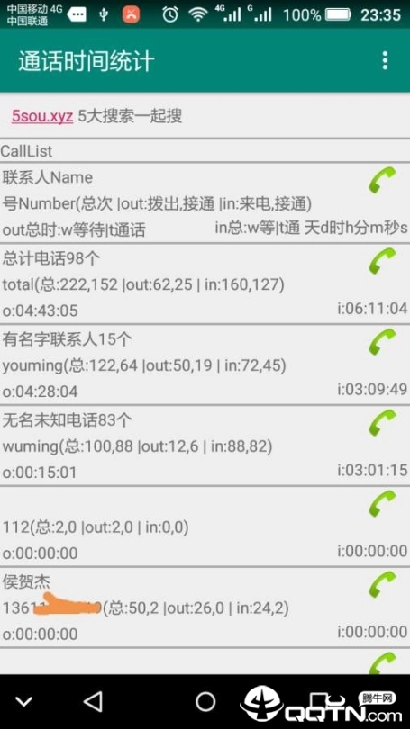 通话时间统计图2