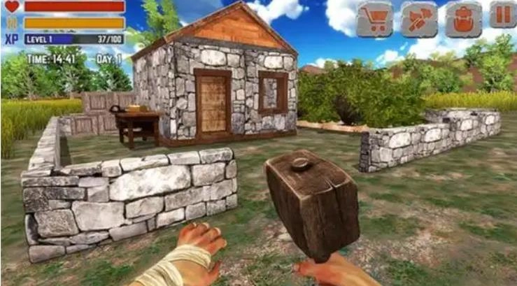 砍树建房子采集食物的游戏