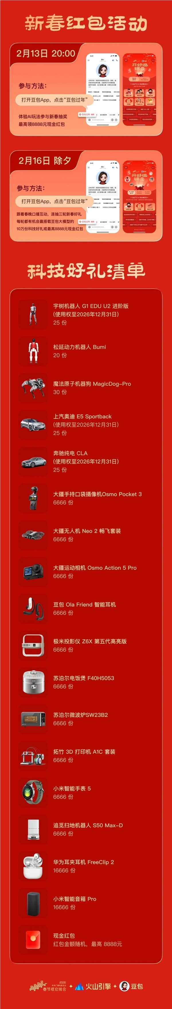 字节加入春节红包大战！豆包App送最高8888元现金红包 还有各种机器人