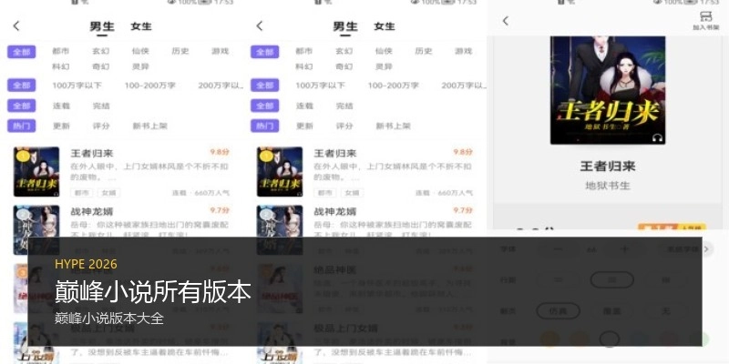 巅峰小说所有版本