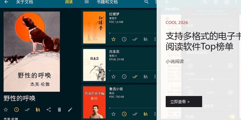支持多格式的电子书阅读软件Top榜单