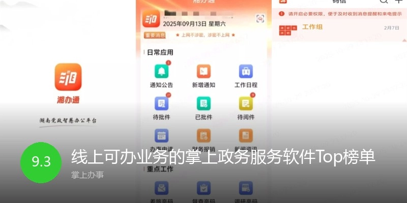 线上可办业务的掌上政务服务软件Top榜单