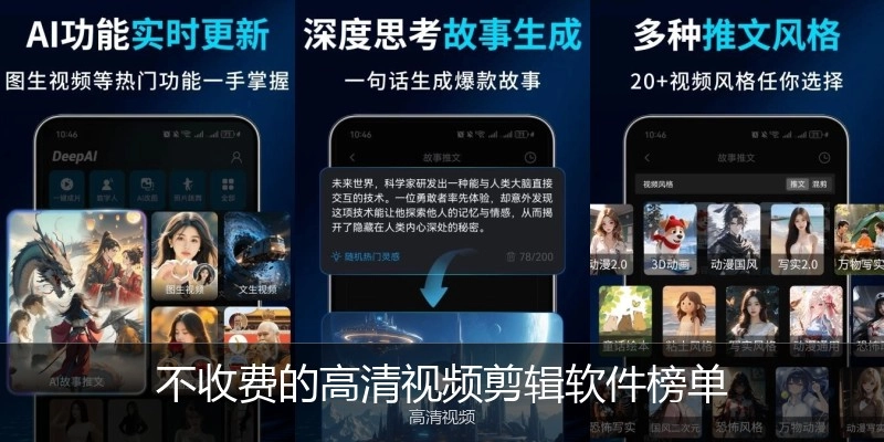 不收费的高清视频剪辑软件榜单