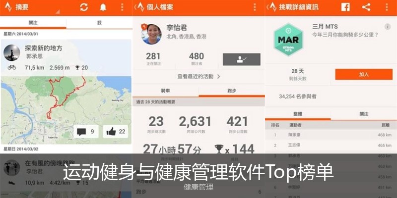 运动健身与健康管理软件Top榜单