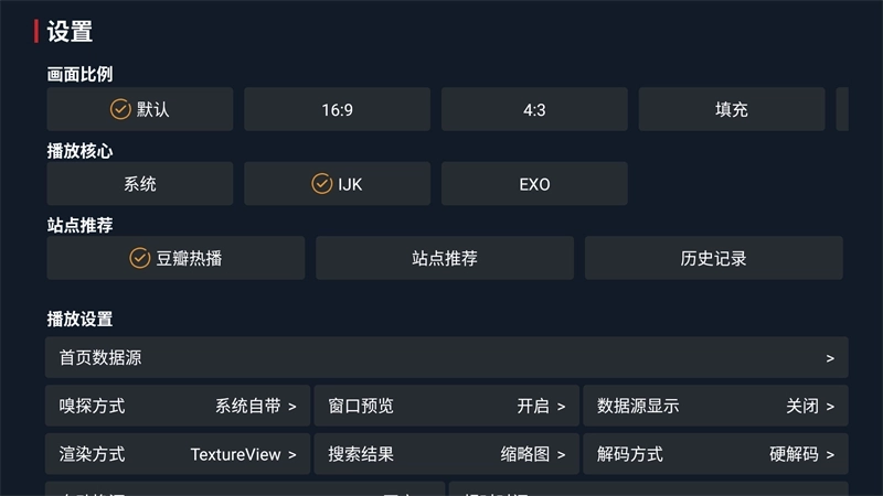播放设置界面