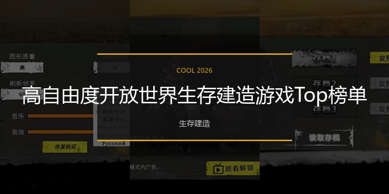 高自由度开放世界生存建造游戏Top榜单