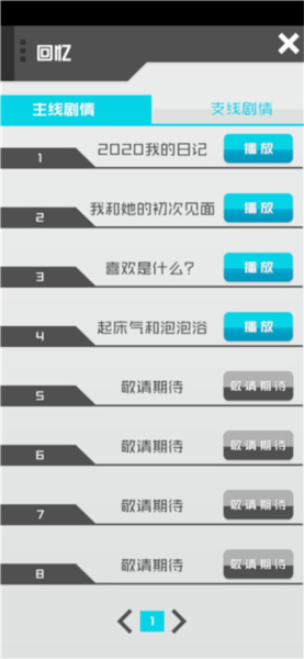 干物少女回忆与支线解锁界面